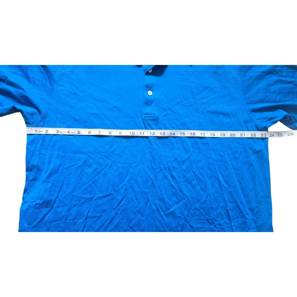 Peter Millar Polo Shirt Mens‎ L Blue Cotton Short Sleeve Casual Golf